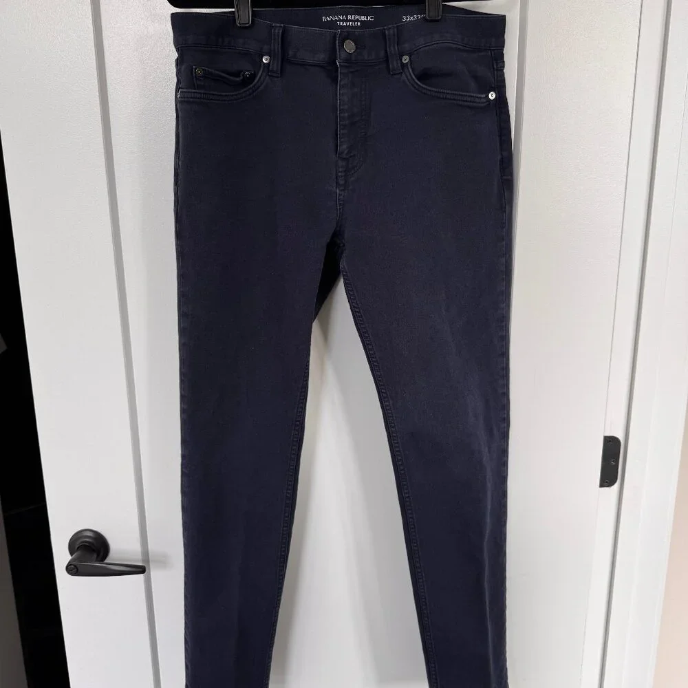 Banana Republic Men's Traveler Athletic Tapered Fit W33 L32 Navy